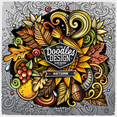 Cartoon vector doodles Autumn illustration.