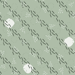 Nature green color, pastel vector drawing. Modern natural eco green monochrome background. Trendy abstract doodle seamless illustration.