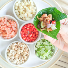 Royal leaf wrap appetizer or Thai snack.