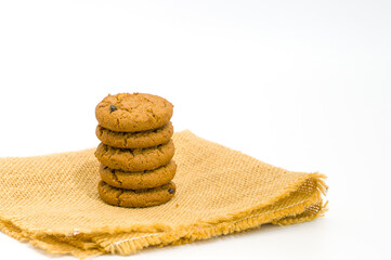 Stacked chocolate cookies isolated