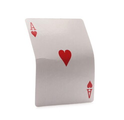 Ace of hearts red card for poker and gambling isolated on white background