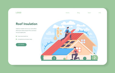 Fototapeta premium Roof insulation web banner or landing page. Thermal or acoustic insulation.