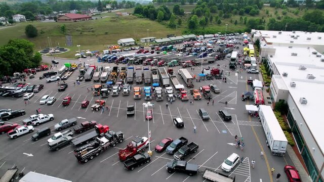 Wide Aerial Big Rig Truck Show in Lebanon Virginia