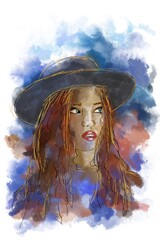 The abstract girl watercolor. Thank you for support.
