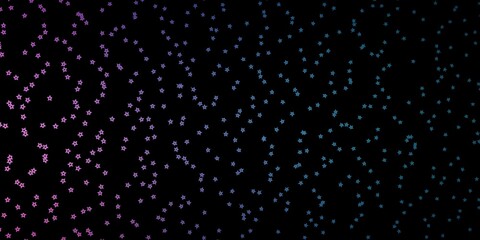 Dark Blue, Red vector background with small and big stars.