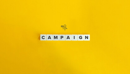 Campaign banner and concept. Block letters on bright orange background. Minimal aesthetics.