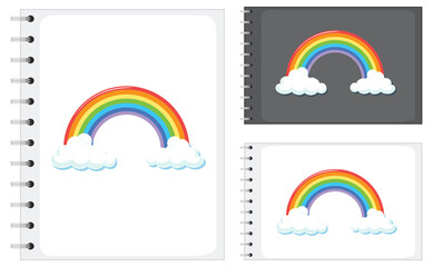 Set of notebook in different size with rainbow pattern