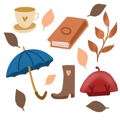 Set with the autumn icons illustration 