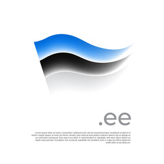 Estonia flag. Stripes colors of the estonian flag on a white background. Vector design national poster with .ee domain, place for text. Brush strokes. State patriotic banner of estonia, cover
