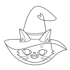 Coloring antistress page for adults and children. Cat in hat