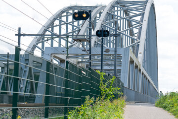 Steel railroad bridge - 448527718