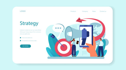 Public relations strategy web banner or landing page. Commercial brand