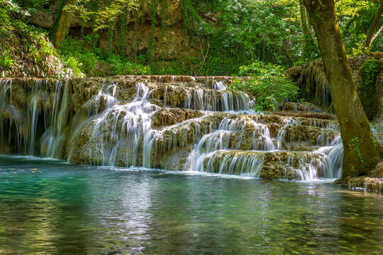 Cascade waterfalls. Krushuna falls in Bulgaria near the village of Krushuna, Letnitsa. © EdVal