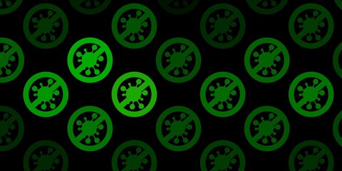 Dark Green, Yellow vector background with covid-19 symbols.