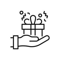 Gift box vector outline icon style illustration. EPS 10 File