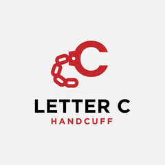 Letter Initial C Handcuff for Crime Criminal Safety Security Police Station Office Logo Design Template