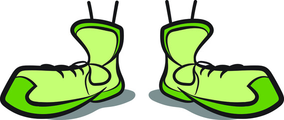 Shoes with Line Drawing Legs Vector Isolated on White Background. Apparel Design Vector Graphics. Cool Shoes Fashion Summer Colorful Loafers and Slippers.