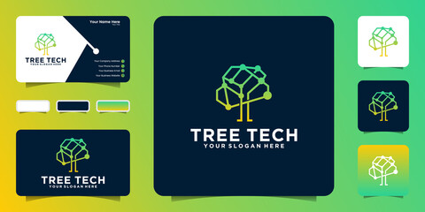 technology data tree logo inspiration with connection line style