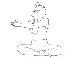 yoga, sukhasana variation deltoid stretch, easy pose