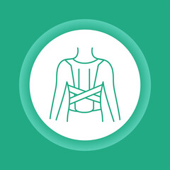 Orthopedic corset color button icon. Posture corrector.