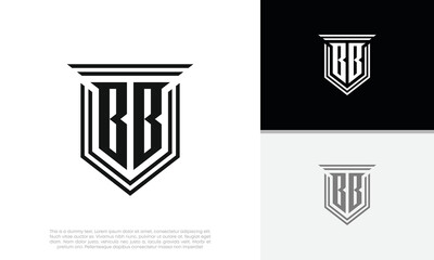 Initials BB logo design. Luxury shield letter logo design.