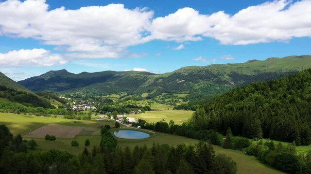 aerial landscape on the city of gresse en vercors