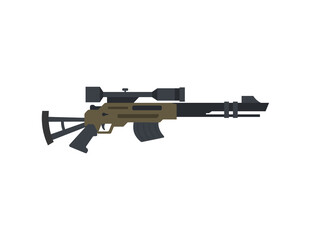 Military sniper rifle with optical sight, vector illustration isolated on white.