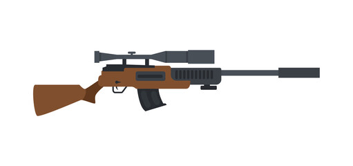 Military sniper rifle with optical scope and wooden butt a vector illustration
