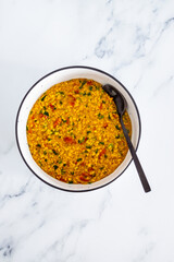 vegan savoury oats with turmeric bell pepper and spinach, healthy plant-based food