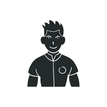 Sport Trainer Icon Silhouette Illustration. Gym Instructor Vector Graphic Pictogram Symbol Clip Art. Doodle Sketch Black Sign.