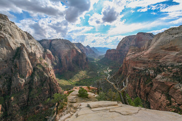 View from Angels Landing in Zion National Park, USA