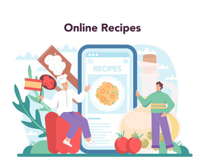 Paella online service or platform. Spanish traditional dish with seafood