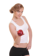 young healthy woman with apple