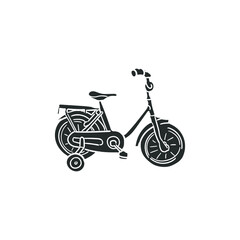 Bike Children Icon Silhouette Illustration. Kids Toy Vector Graphic Pictogram Symbol Clip Art. Doodle Sketch Black Sign.