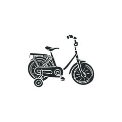 Obraz premium Bike Children Icon Silhouette Illustration. Kids Toy Vector Graphic Pictogram Symbol Clip Art. Doodle Sketch Black Sign.