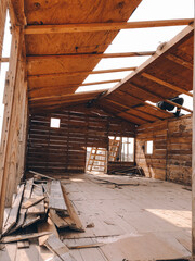 Fototapeta premium Wood hut in a sunny day