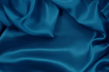 Dark blue fabric cloth texture for background and design art work, beautiful crumpled pattern of...