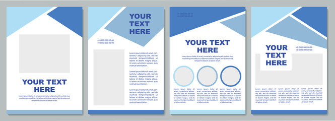 Geometric blue brochure template. Informational blank. Flyer, booklet, leaflet print, cover design with copy space. Your text here. Vector layouts for magazines, annual reports, advertising posters
