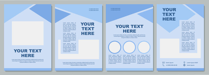Geometric pastel blue brochure template. Flyer, booklet, leaflet print, cover design with copy space. Your text here. Vector layouts for magazines, annual reports, advertising posters
