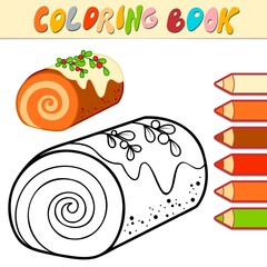 Coloring book or Coloring page for kids. Christmas Dessert black and white vector