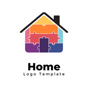 Creative vector home logo template. Abstract house puzzle sign. Web mobile icon. Modern minimalistic estate symbol. Building graphic element. 