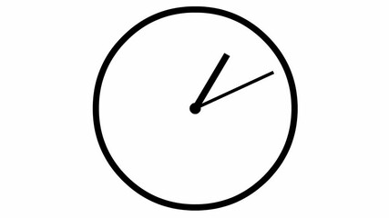 Animated clock. Black watch. Concept of time, deadline. Looped video. Vector illustration isolated on white background.
