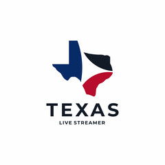 Abstract Texas Maps Video Logo Design Negative Space