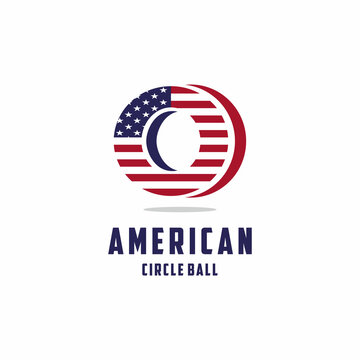 Circle American Flag Patriotic Logo Design Illustrations