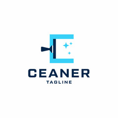 Letter C Windows Cleaner Negative Space Logo Design illustration