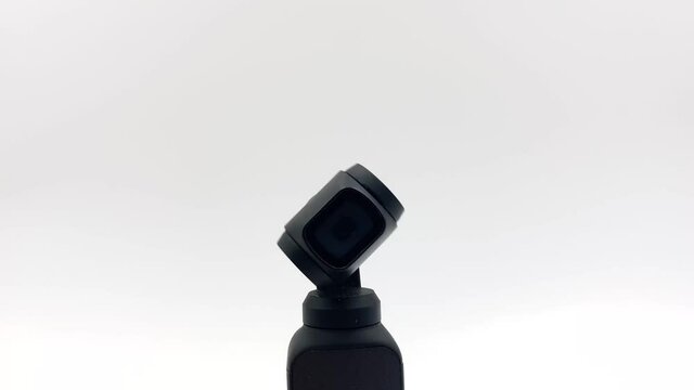Saint Denis, Reunion/France - june 4 2021: Small DJI camera osmo pocket  with gimbal perfect for vlog