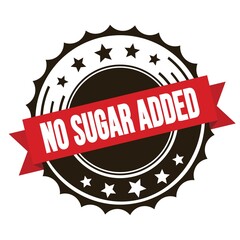 NO SUGAR ADDED text on red brown ribbon stamp.
