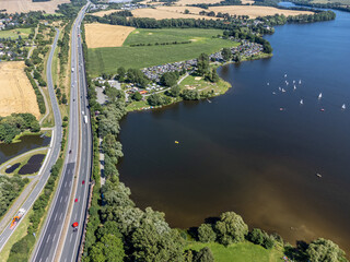  Talsperre Pirk im Vogtland Luftbild mit Autobahn