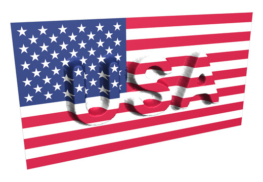 USA flag 3d letters illustration on white background