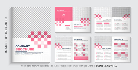 Business Brochure Template Layout with Minimal Style, 8 Pages Corporate Brochure Template Layout Design